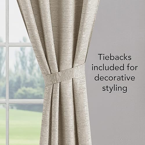 Miniatura 5 de Creative Home Ideas Paneles de cortina para ventana con pestaña trasera (2 paneles, 38 x 96 pulgadas, beige) Par de cortinas filtrantes de luz con