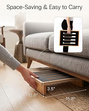 StrongTek Single Step Stool Wood with Rubber Tread Surface Natural