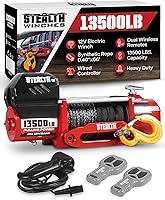 Vista 1 de Stealth Winches Cabrestante de Camión de 13500 lb, Cabrestante Eléctrico de 12 Voltios con 2 Controles Remotos Inalámbricos y Cuerda Sintética, 4x4