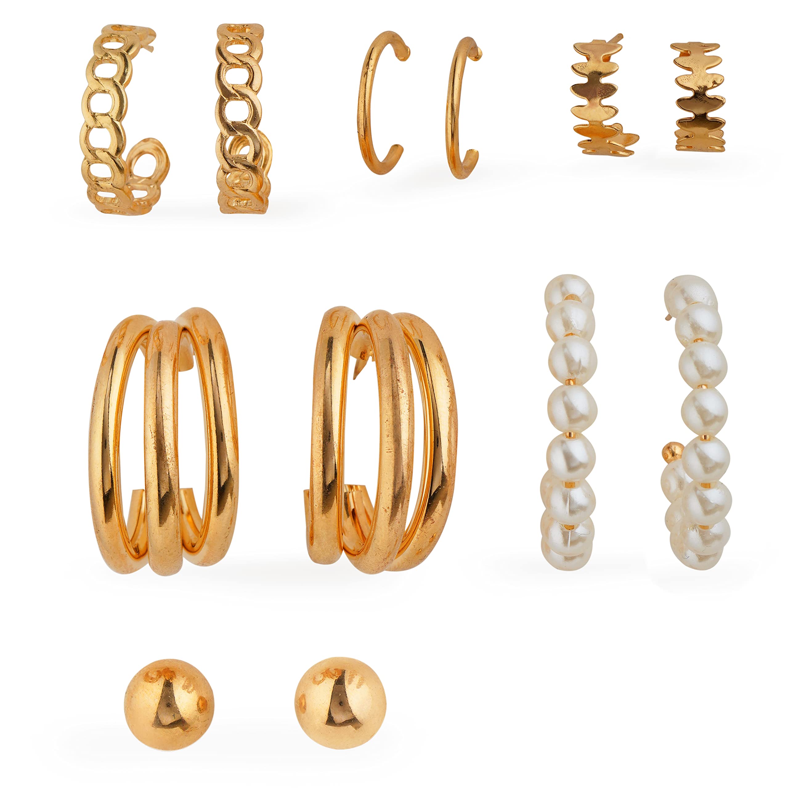 Fashion Frill Delicate Pearl Gold Plated Multi Designs Hoop Drop Earrings For Girls Women Western Stylish Latest Fancy Earrings Set Combo 6 Pair Of Earrings (B0BBMNR3SV) Amazon Price History, Amazon Price Tracker