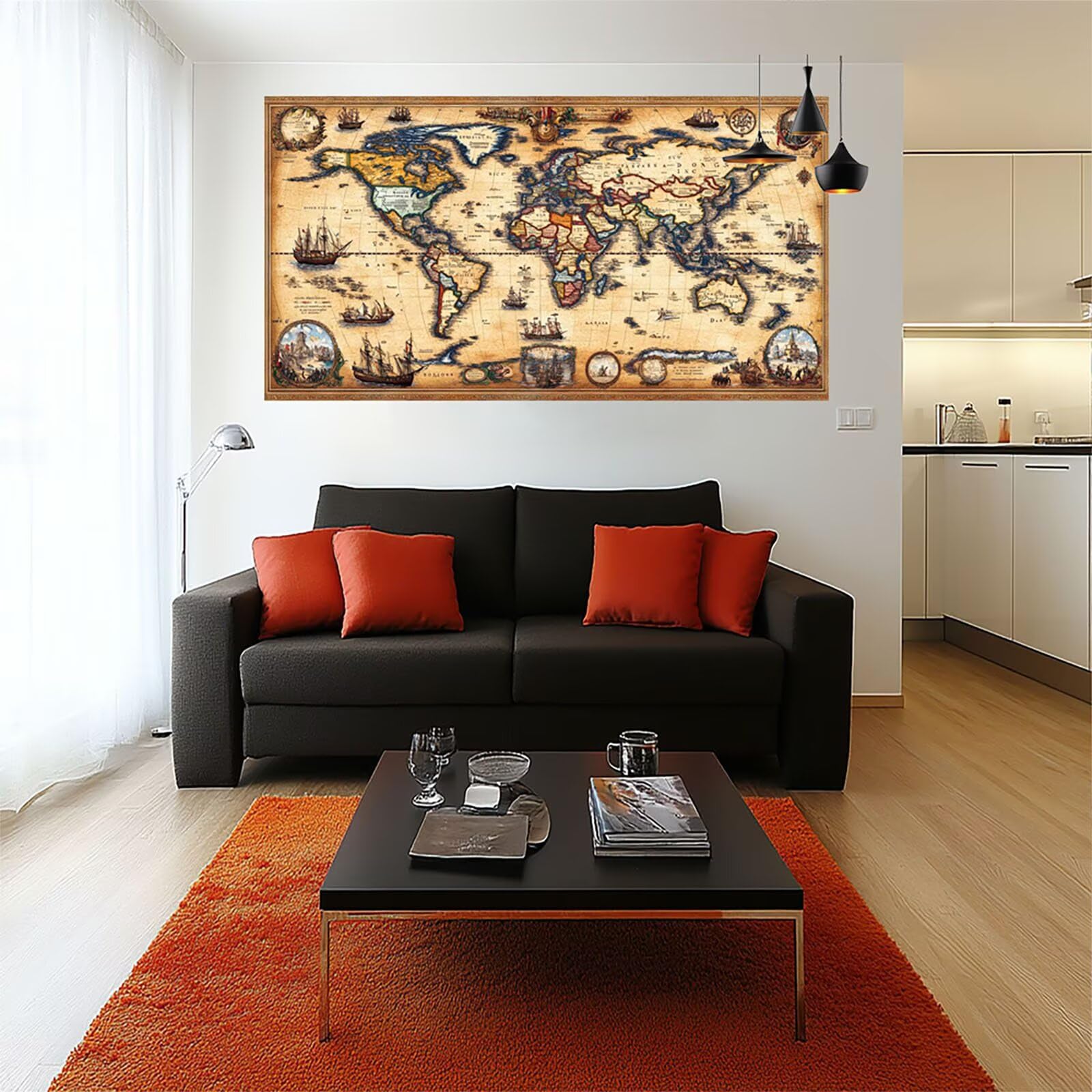 Diament Malarstwo Dorośli Mapa świata Diamenty Malowanie według numerów Puszka, Diamentowe malowanie DIY Dorośli Zestaw Haft krzyżykowy, Diamentowe rysunki Wystrój domu 120x60cm Model-01397