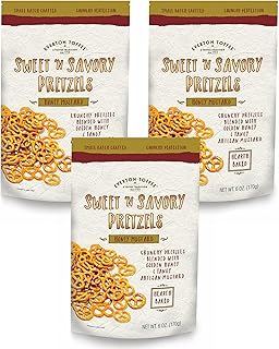 Everton Toffee Honey Mustard Flavor Butter Toffee Pretzels, 3 Bags (6 oz Each), Sweet & Salty Gourmet Pretzel Snack, Small Batch Made & Handcrafted, Crunchy Dessert Treat in Resealable Bags