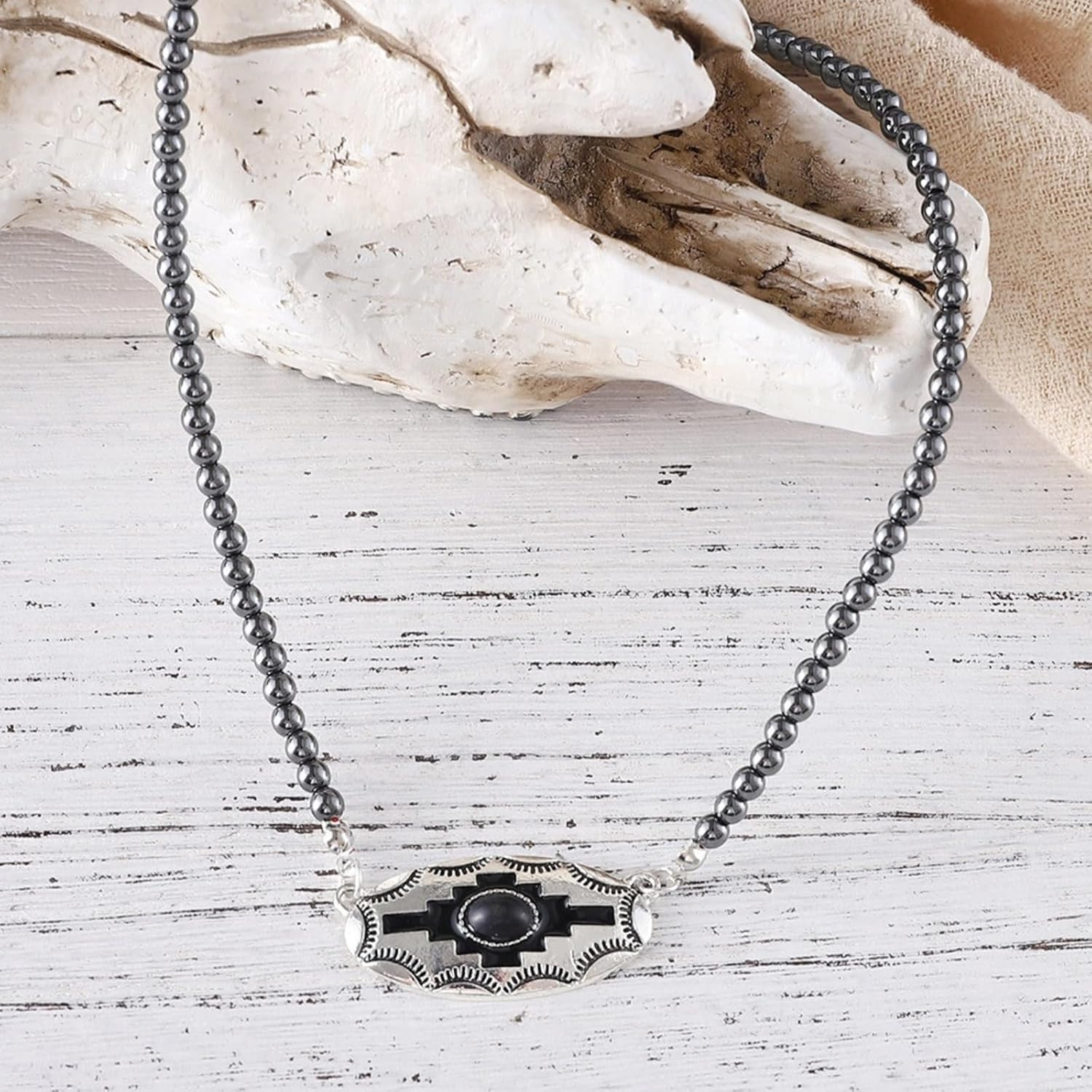 Western Turquoise Necklace for Women Boho Vintage Navajo Pearl Necklace Country Cowgirl Jewelry Accessories - Image 5