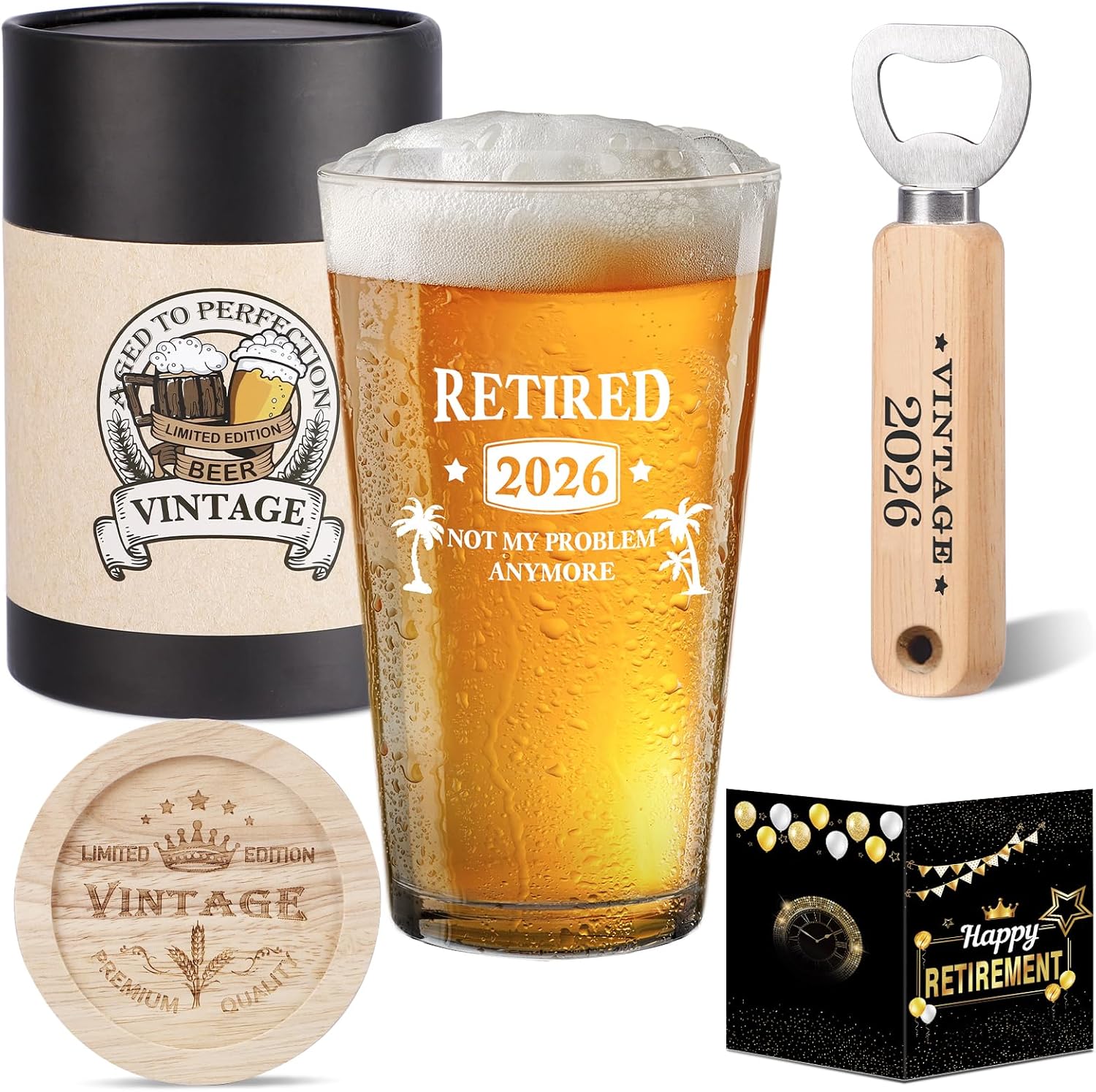 2026 Retirement Gifts for Men, Vintage 2026 Beer Glass