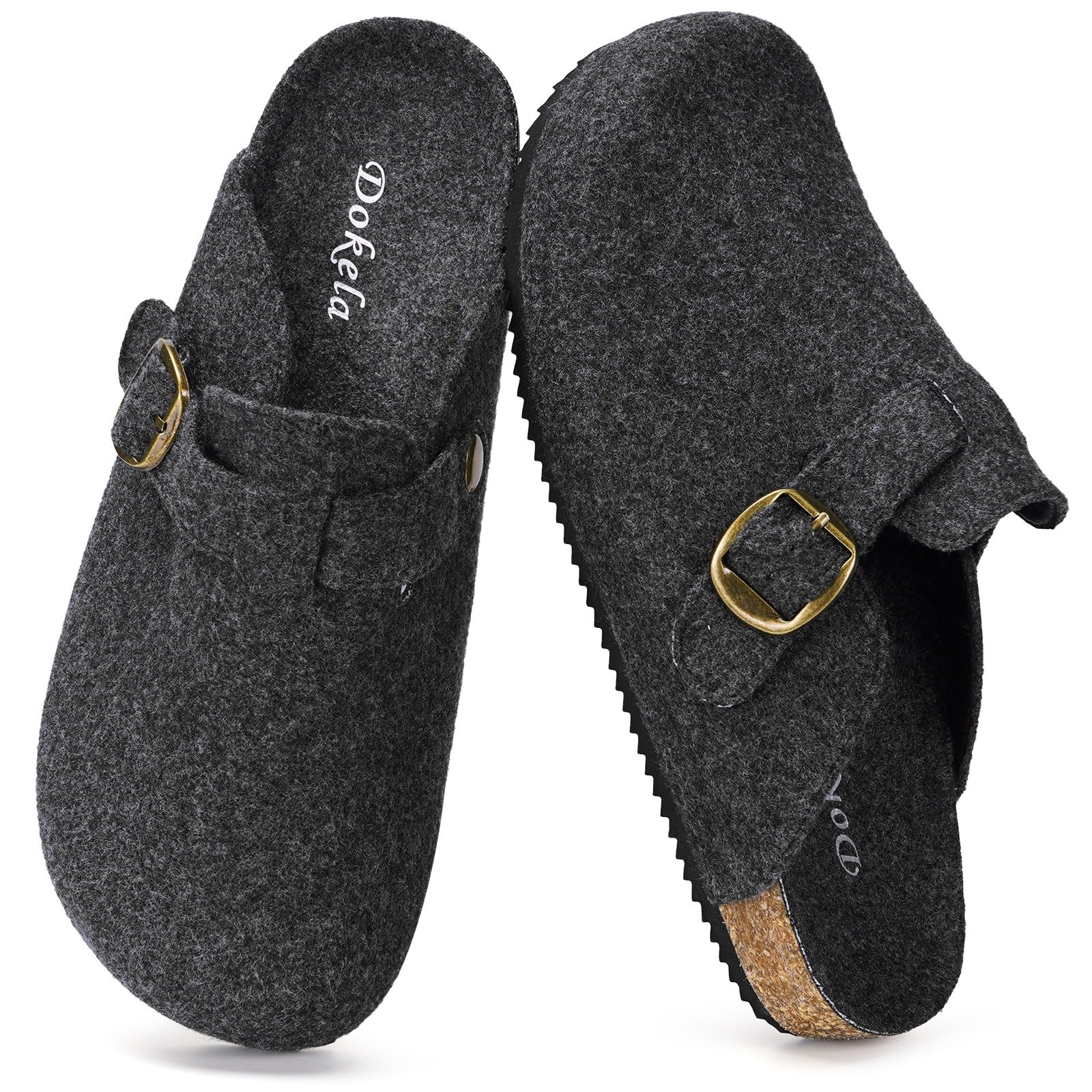Dokela Mules et Sabots Femmes Hommes Feutre Pantoufles Hiver Chaussons Confortable Antidérapants Chauds Ajustables Fourrure Chaussures de Jardin Intérieur extérieur