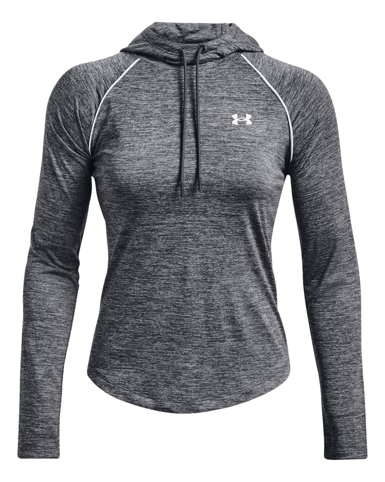 Under Armour Women's Tech Twist Hoodie, Pitch Grey Heather / White-012, S