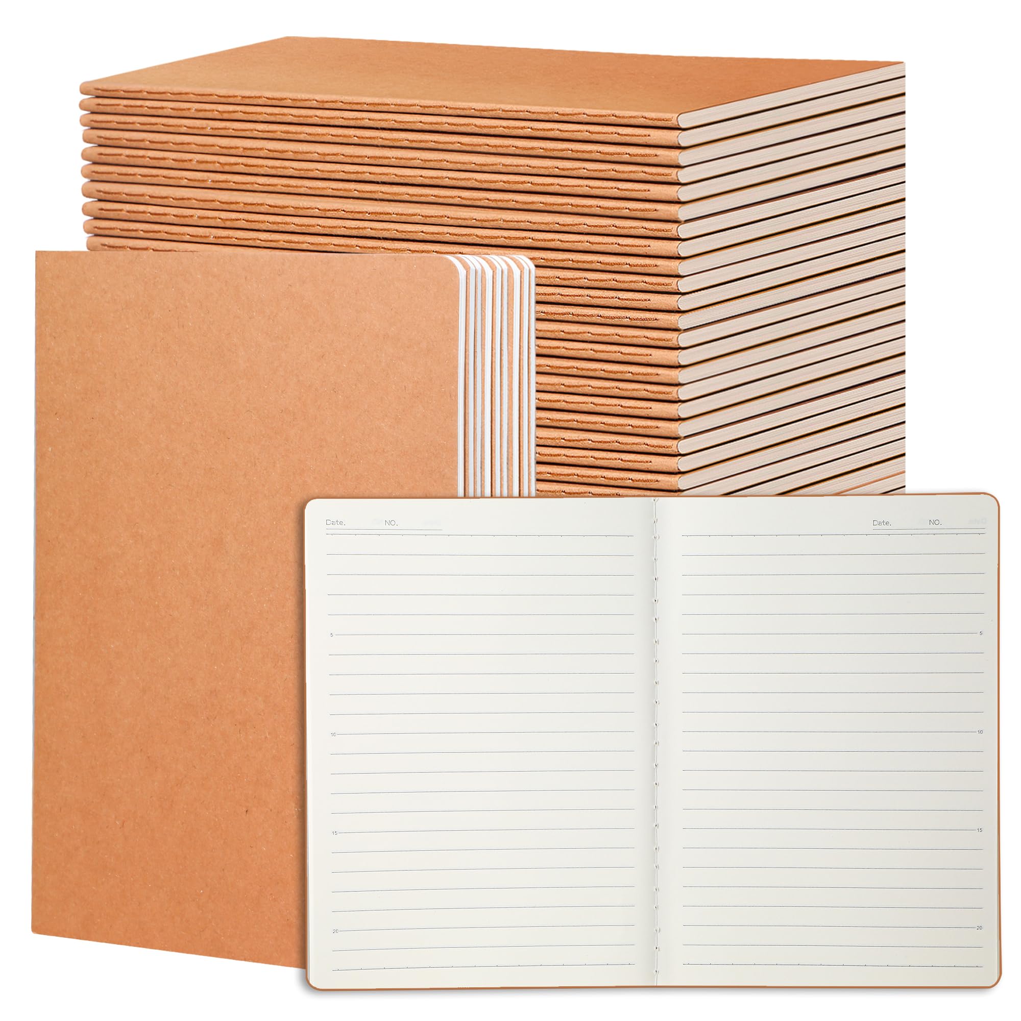 miikoul Cuadernos pequeños, cuadernos en blanco a granel sin forro para niños, estudiantes, escuela, oficina, viajeros, suministros de boceto/dibujo/escritura (24, página interior de línea Kraft)