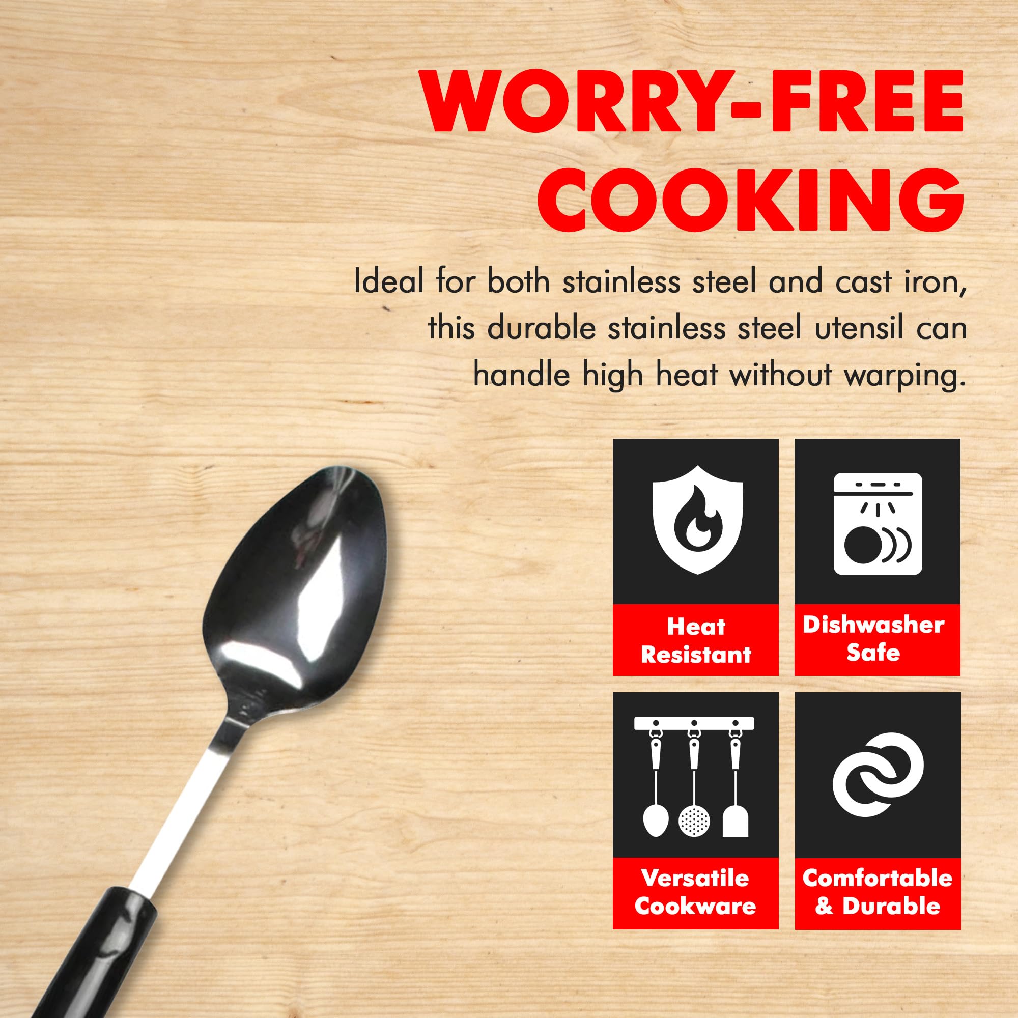 Chef Craft 12930 Stainless Steel Black Basting Spoon from 12 in Oal and