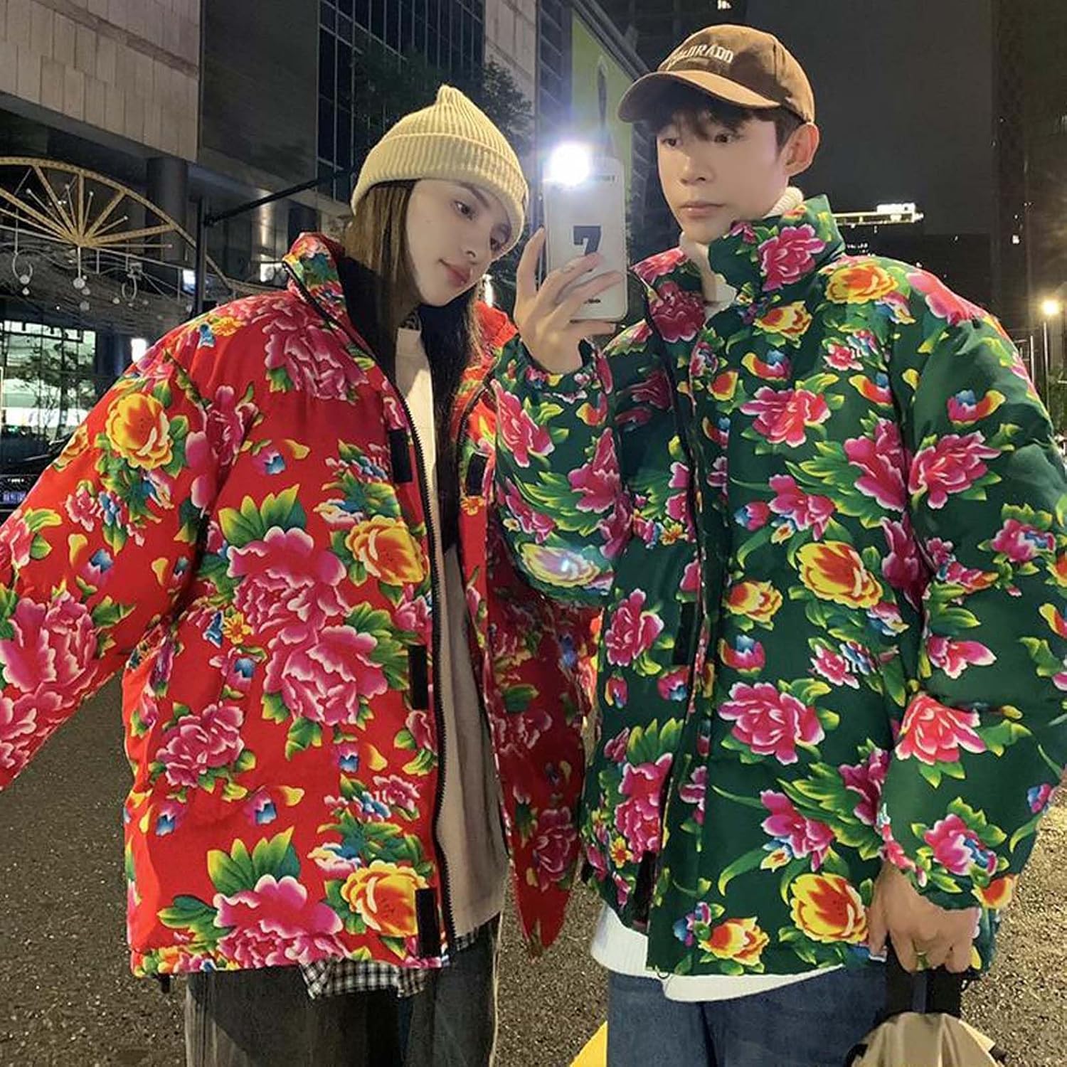 Northeast Flower Cotton Coat Chinese Style Thick Cotton Jacket With A Large Flower Pattern Men women cotton clothes