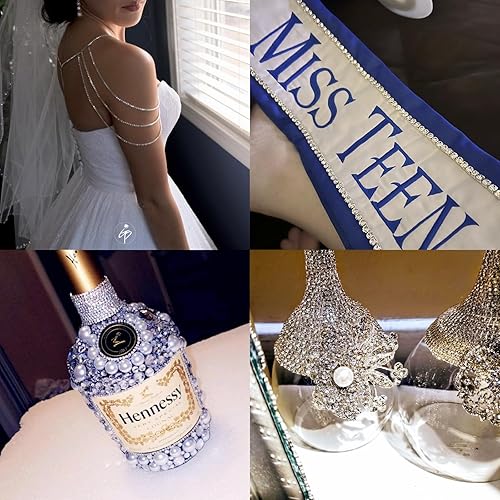 Miniatura 5 de Cadena de cierre de diamantes de imitación de cristal de 10 yardas, 0.138 in, color plateado