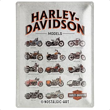 Nostalgic-Art Retro Tin Sign Harley-Davidson Model Chart Gift idea for Motorcycle Fans, Metal Plaque, Vintage Design for Decoration, 30 x 40 cm