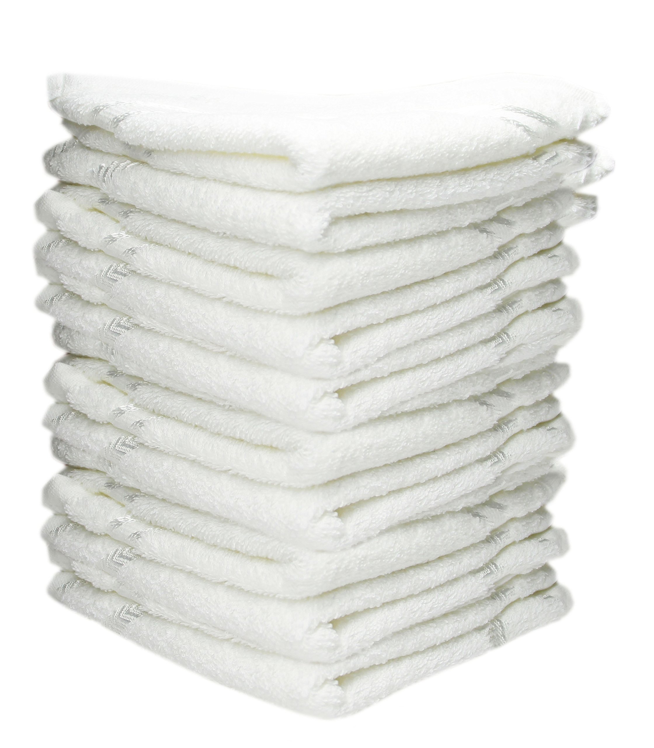 Very Soft K.S. Collection Silverline Love Touch Fresh Loom 300 Gsm 100% Cotton Face Hanky, Face Towel, Handkerchiefs (10X10 Inch_Solid White_10 Pieces)