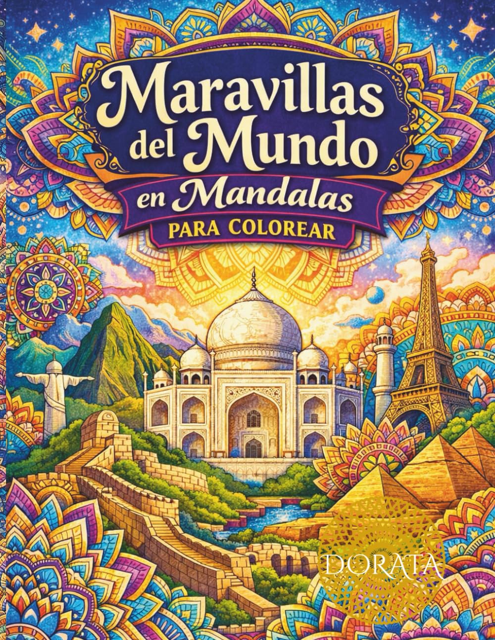 MARAVILLAS DEL MUNDO EN MANDALAS PARA COLOREAR: Libro para colorear para adultos con 25 mandalas culturales, arte antiestrés, relajación creativa y paisajes inspirados en las maravillas del mundo
