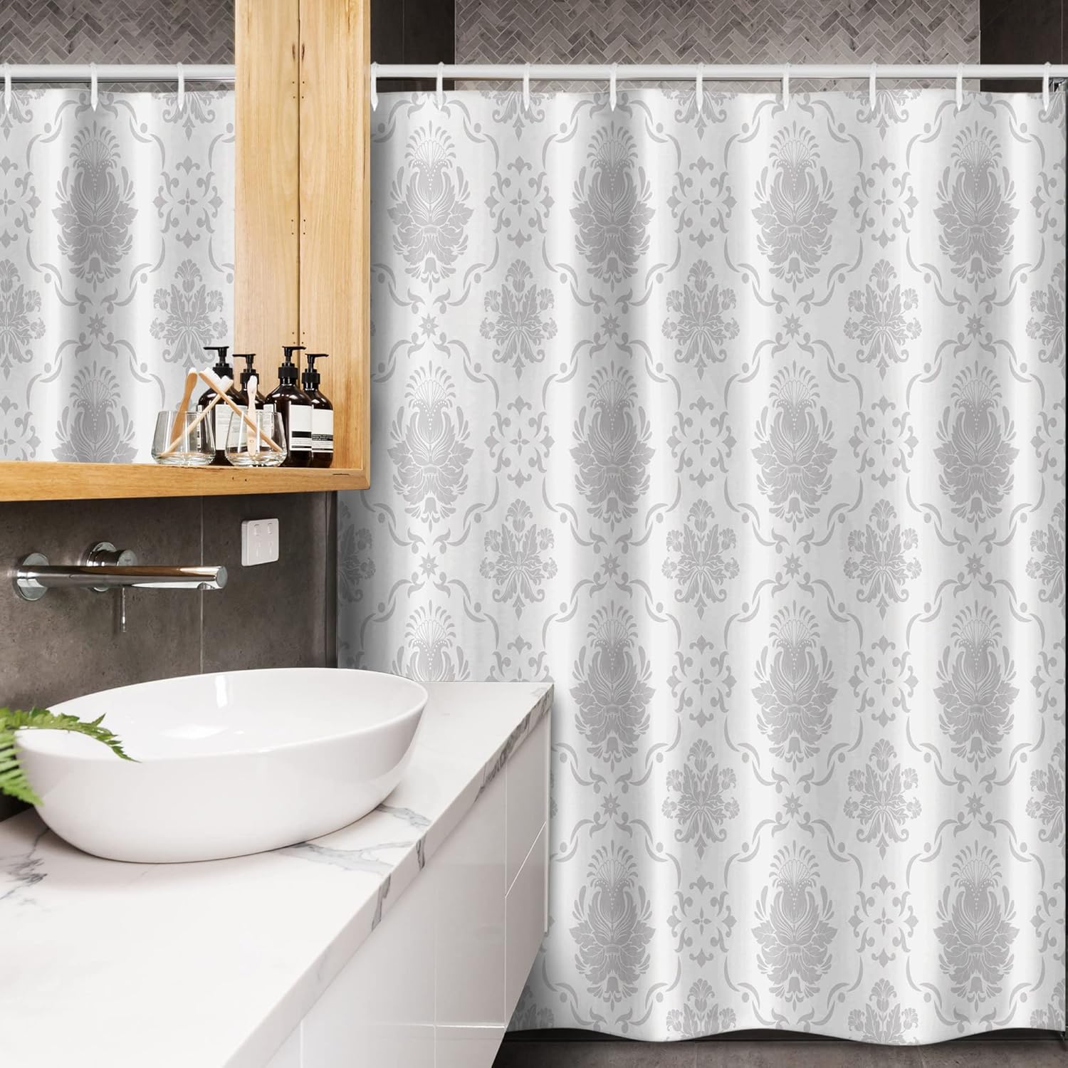 Ambesonne Grey Stall Shower Curtain, Classic Victorian Floral Patterns Tulips Nostalgic Romantic Modern in Vintage Style Bohemian, Fabric Bathroom Decor Set with Hooks, 54" W x 78" L, Grey
