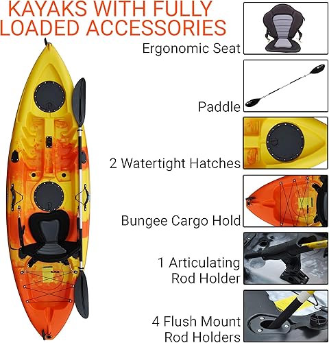 Miniatura 3 de BKC FK184 - Kayak de pesca de 2.74 m de eslora con un asiento individual y remo incluido
