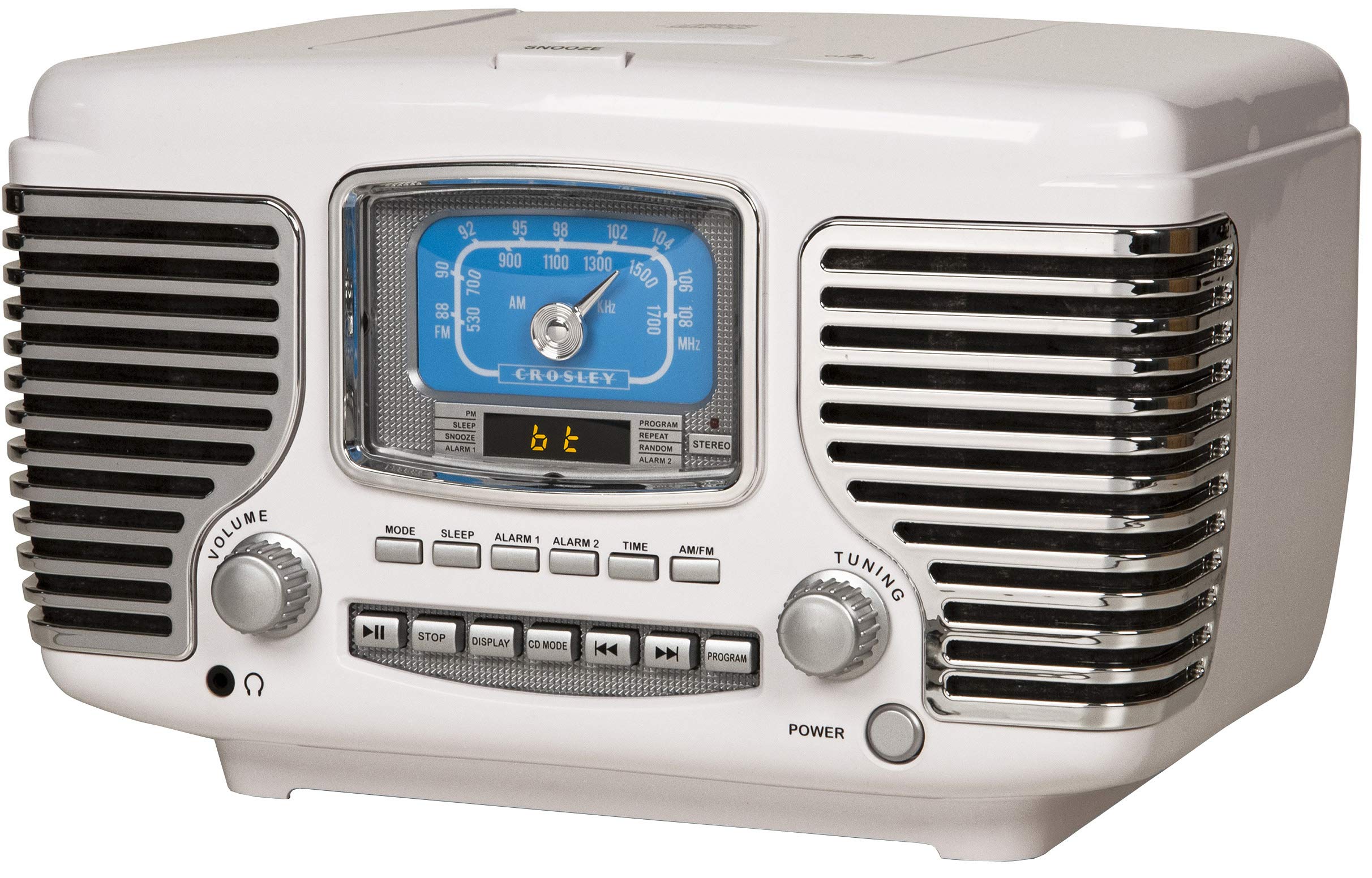 Snapklik.com : Crosley CR612B-WH Corsair Tabletop AM/FM Bluetooth Radio