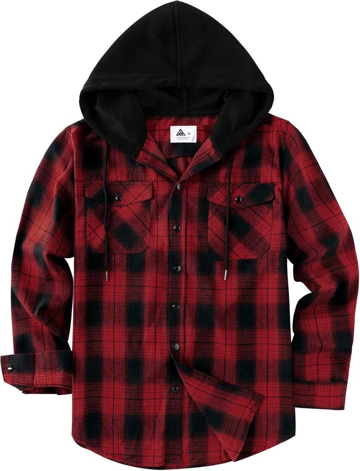 Hooded Flannel Shirt for Men Plaid Shirts Long Sleeve Flannel Jacket Button-Down Shirt Jacket with Hood - Image 3