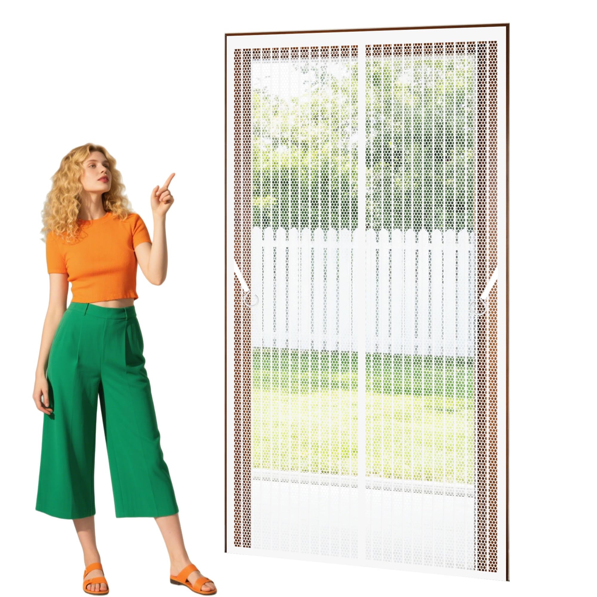 Magnetic Door Screen 103 x 282 cm Powerful Magnets that Snap Shut Automatically Insect Protection Screen Keep Bugs Out Lets Fresh Air for Living Room, Bedroom, Patio, White