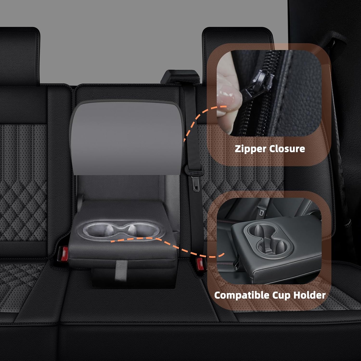 Custom Leather Seat Covers for Chevrolet Chevy Equinox Premier,LT,LS,RS,LTZ,LT Fleet 2018 2019 2020 2021 2022 2023 2024 (Not for EV)- Full Set Perforated Breathable Seat Cover - Black&Grey