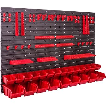 Storage System Wall Shelf 115 x 78 cm Tool Holders 23 Pieces Stacking Boxes Storage Boxes Extra Strong Wall Shelves Expandable Workshop Shelving Workshop Shelf