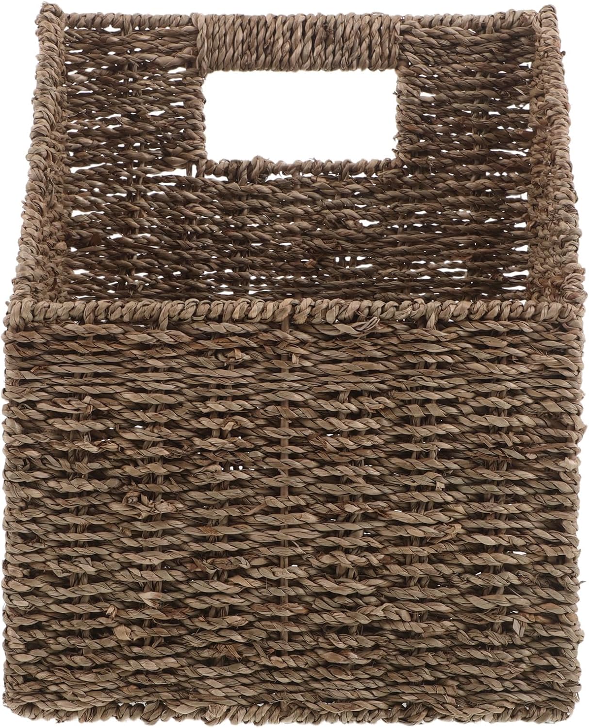 Boho Magazine Basket: Handwoven Grass Storage Bin & Organizer for Files, Books, Newspapers, Documents - Decorative Storage Box for Office, Living Room, Dorm