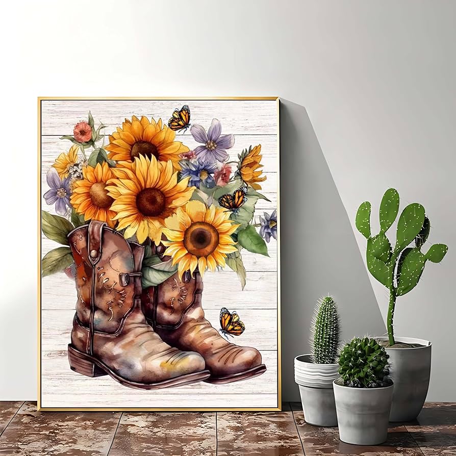 油彩『Find yourself』 Amazon.com: ZQEATRY Boot Diamond Painting Kits for Adults,5D