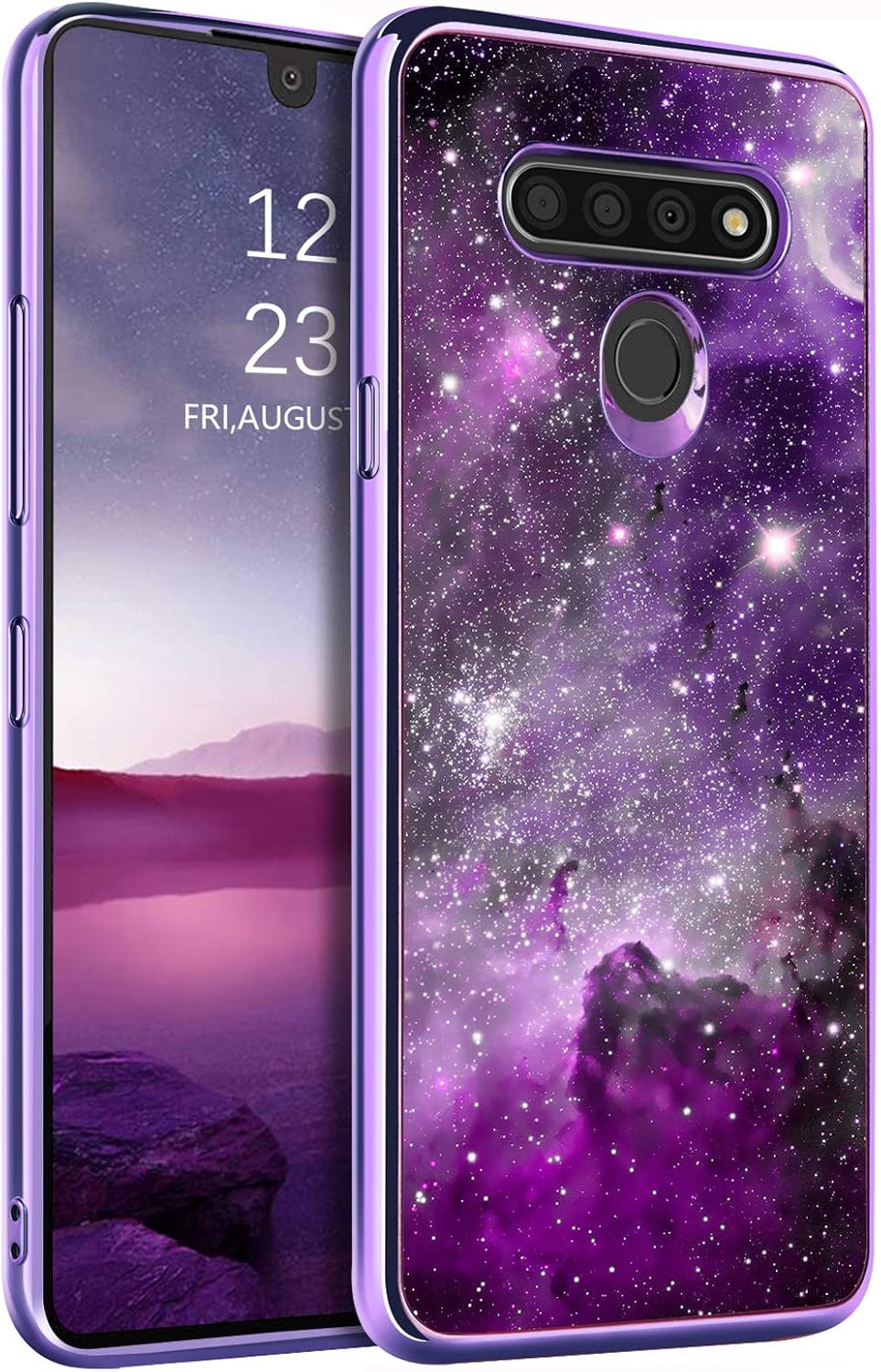 BENTOBEN Compatible with LG Stylo 6 Case, Slim Fit Glow in The Dark Shockproof Hybrid Hard PC Soft TPU Bumper Drop Protective Girls Women Men Phone Cover for LG Stylo 6 6.8" 2020, Purple Nebula