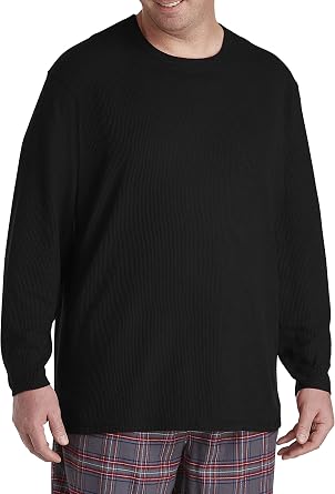 Harbor Bay by DXL Mens Big and Tall Long-Sleeve Waffle-Knit Crewneck Tee