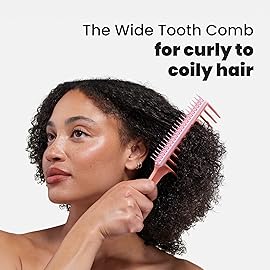 Tangle Teezer Wide Tooth Comb, Double Sided for Detangling and Less Breakage, for 3C to 4C Curly Hair Types, Peach