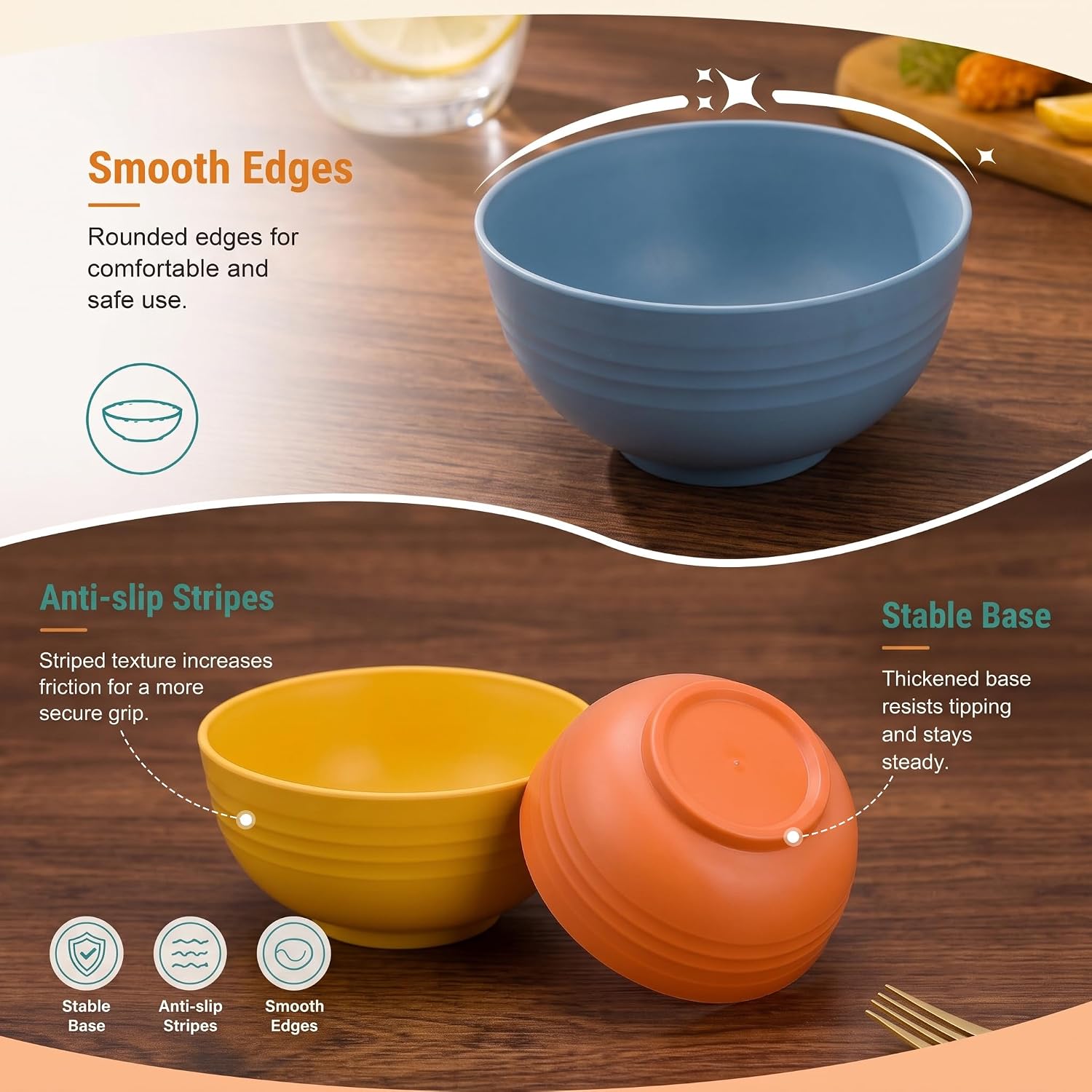 PYRMONT Wheat Straw Bowls 10 Oz Unbreakable Small Colorful Bowls(8pcs) image 4
