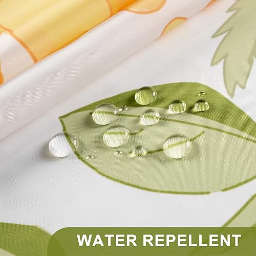 Miniatura 5 de AmazerBath - Juego de cortina de tela para ducha con 12 ganchos, cortina bohemia con diseño de gerbera amarilla, cortina lavable para ducha y baño,