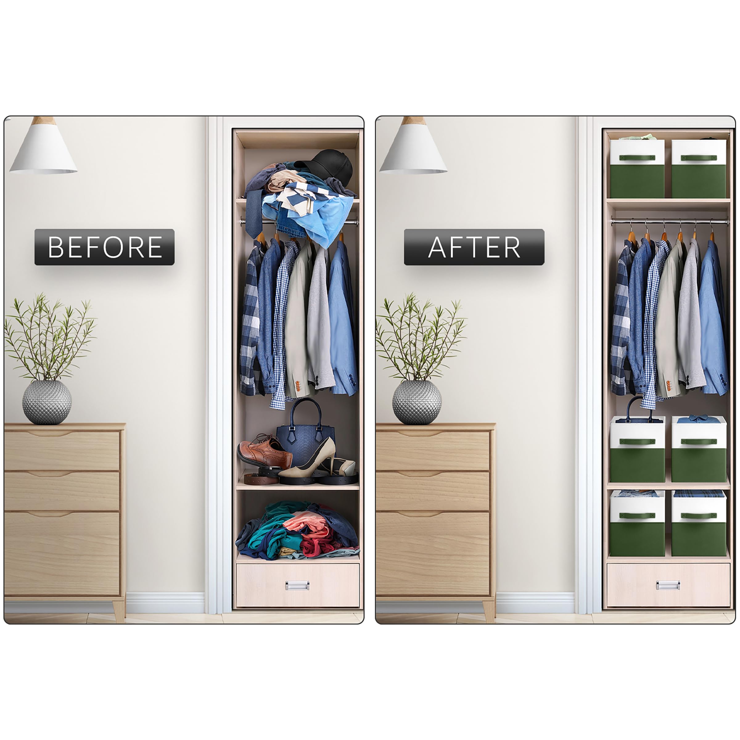 Sorbus Faltbare Aufbewahrungskörbe – 6 Stück Stoff-Aufbewahrungswürfel, 27,9 cm Würfel-Organizer für Schrank, Regale und Kabinenaufbewahrung – Faltbare Stoff-Aufbewahrungskörbe für Zuhause