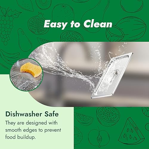 Miniatura 126 de HECMAC Paquete de 6 tapas de sartén de hotel de tamaño completo, acero inoxidable, tapa de sartén de alimentos con asa, calibre 23