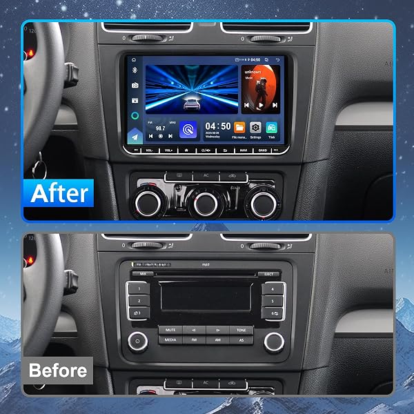 4 + 64G Android 14 Car Stereo Pantalla for VW Golf/Seat/Passat/Polo/Jetta/Touran 9 Pulgadas Multimedia Stereo Radio con Wireless CarPlay Android Auto Mirror Link SWC GPS Bluetooth WiFi FM Camera - 2