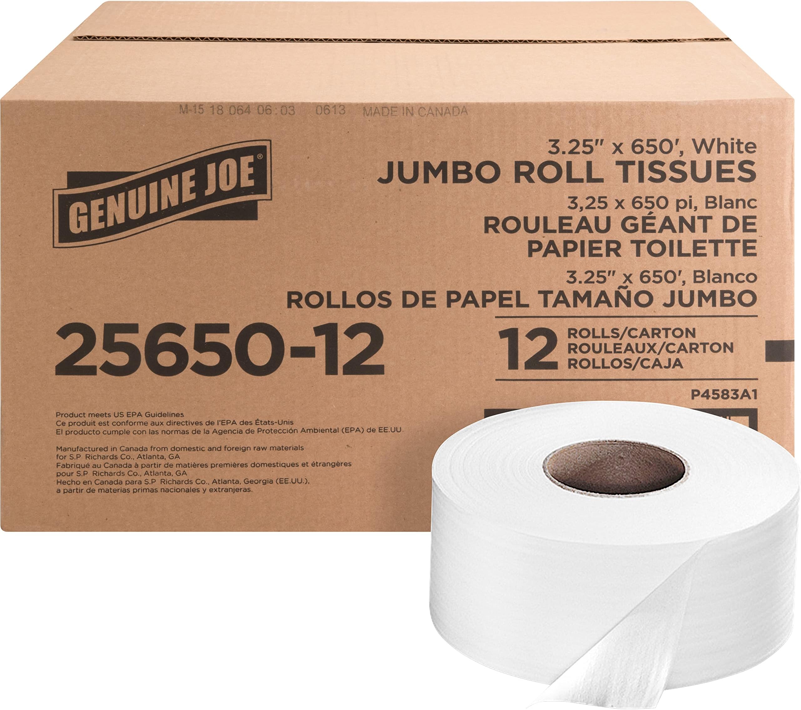Genuine Joe 2-ply Jumbo Roll Dispenser Bath Tissue (Pack of 12)