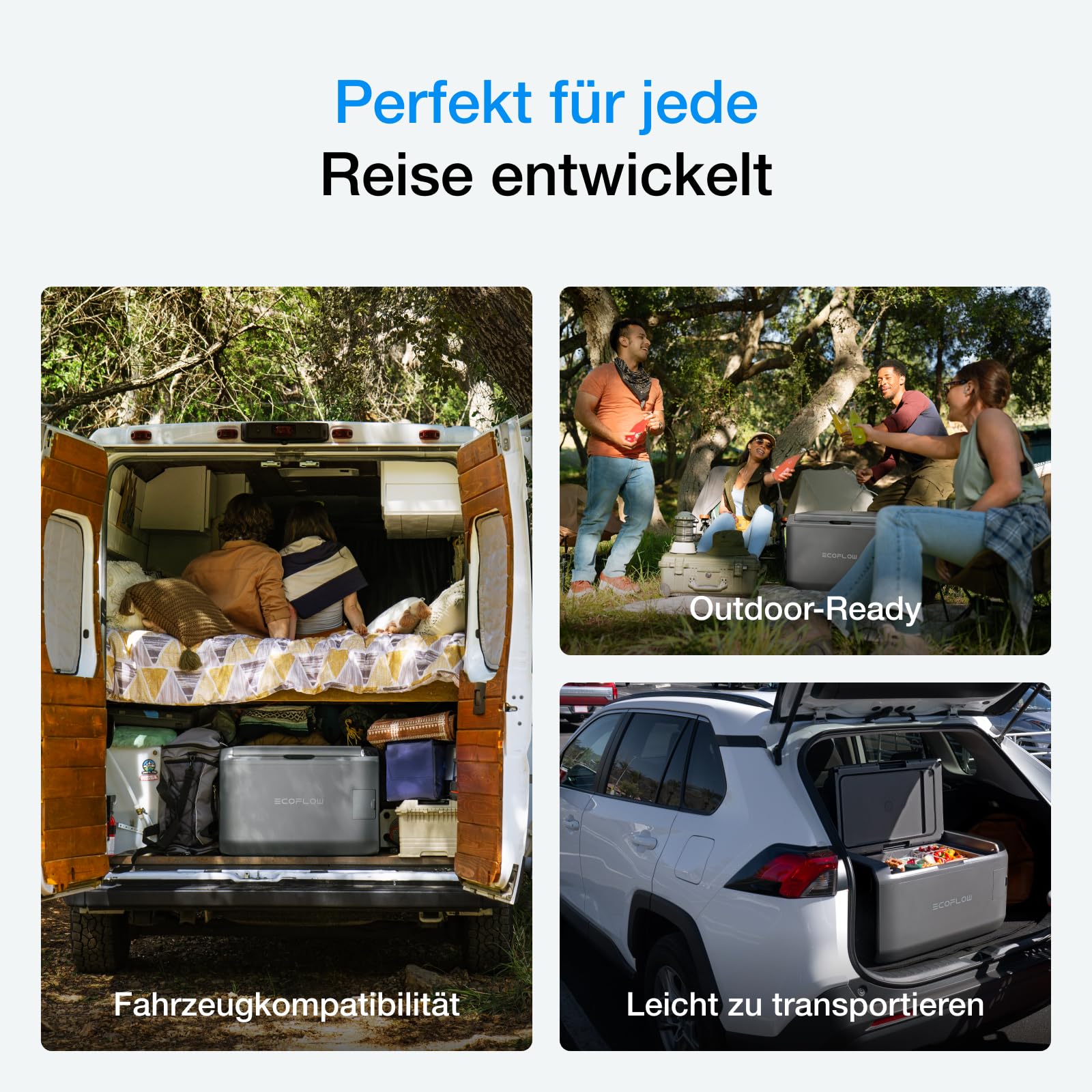 ECOFLOW GLACIER Classic Tragbare Kühlbox 45L mit 298 Wh Zusatzakku, Zweizonen-Autokühlbox, 39 Stunden netzunabhängige Kühlung, Stromversorgung über Netz/Solar/Auto