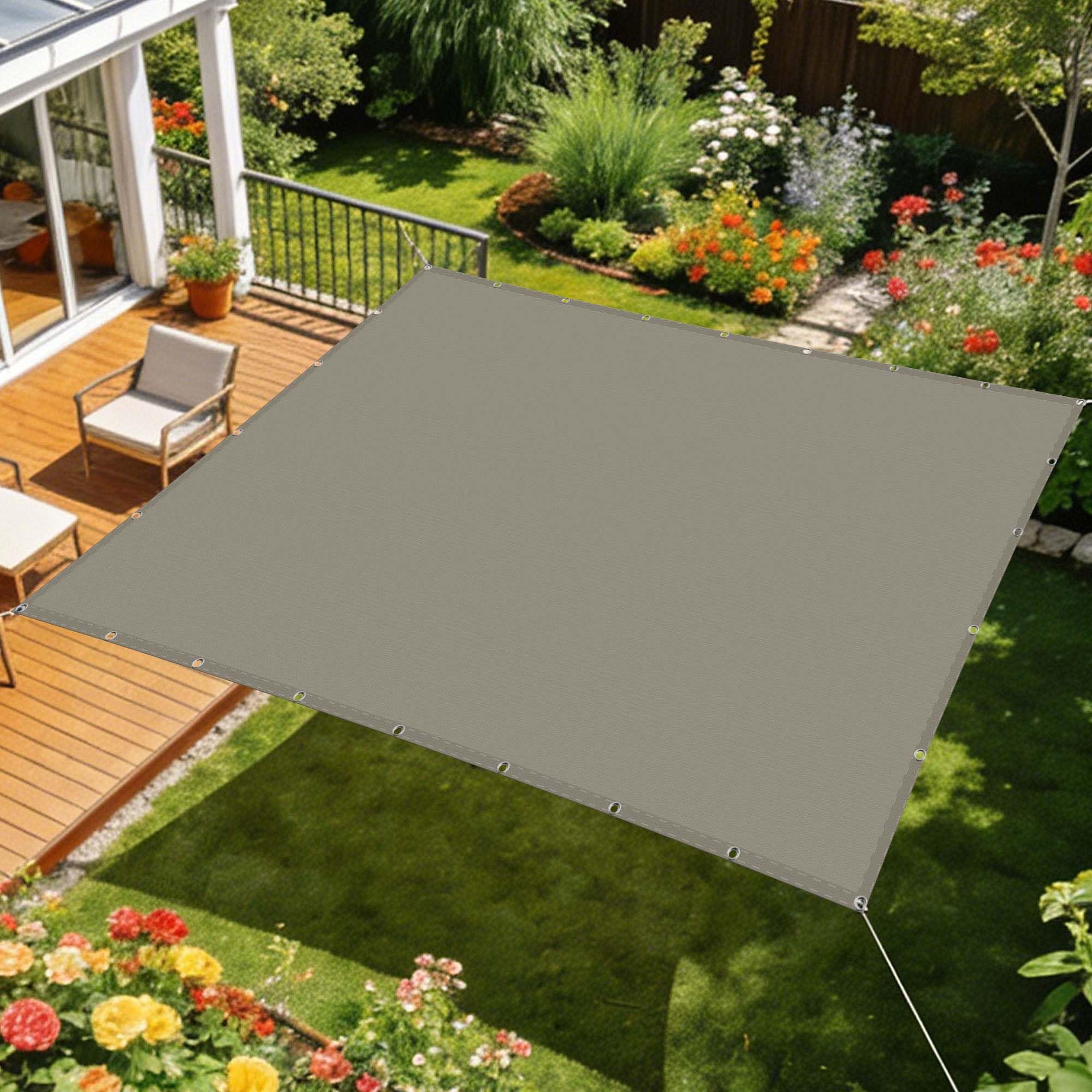 Voile d'ombrage rectangulaire 4x5.5m taupe imperméable pour grand jardin et terrasse