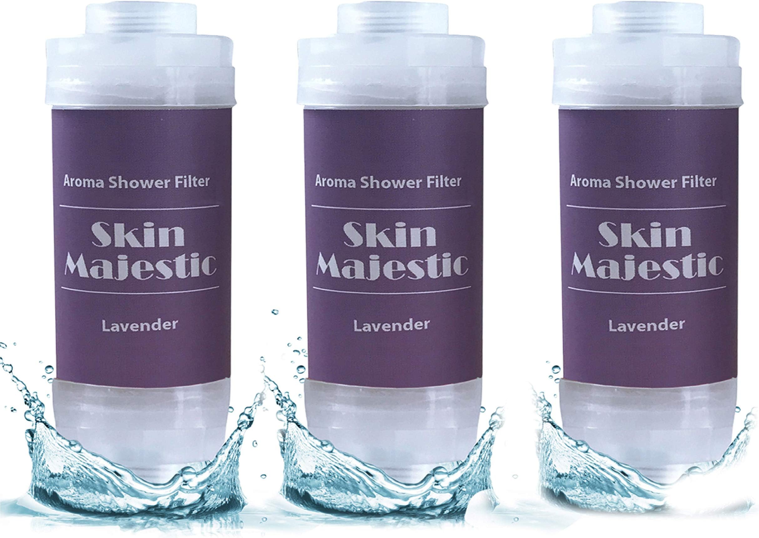 Aroma Shower Filter - Microfiber Showerhead Filters To Remove Chlorine And Flouride - Efficient Filtered Shower Head Aqua Soft With Vitamin C For Healthy Skin & Hair (Lavendar 3 Count)