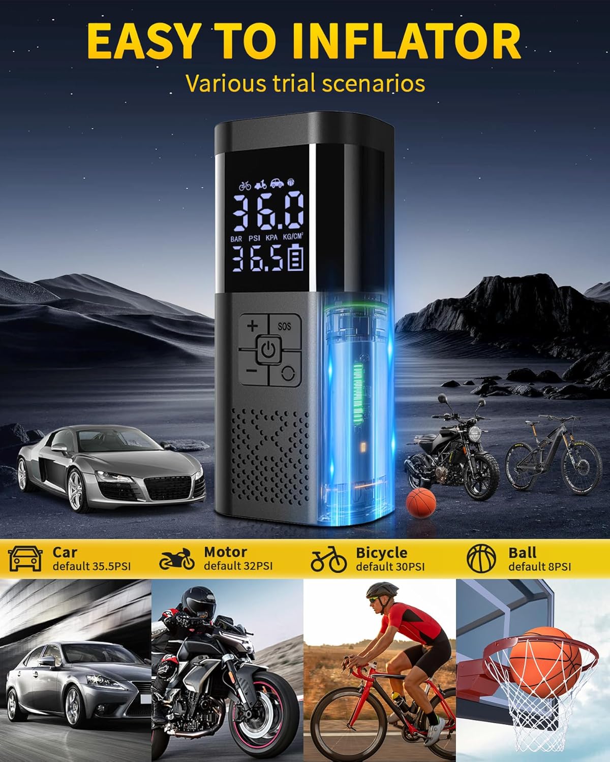 Jump Starter,12V Car Battery Jump Starter with 65W Quick Charger,LED Display,24000mAh Portable Jump Starter Battery Pack(10L Gas 10L Diesel Engine) with Booster,LED Light,Jumper Cables