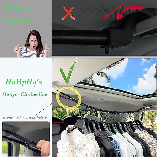 Miniatura 3 de Barra para colgar ropa para automóvil, accesorios de viaje telescópicos, artículos esenciales para la vida del automóvil, estantes de tela