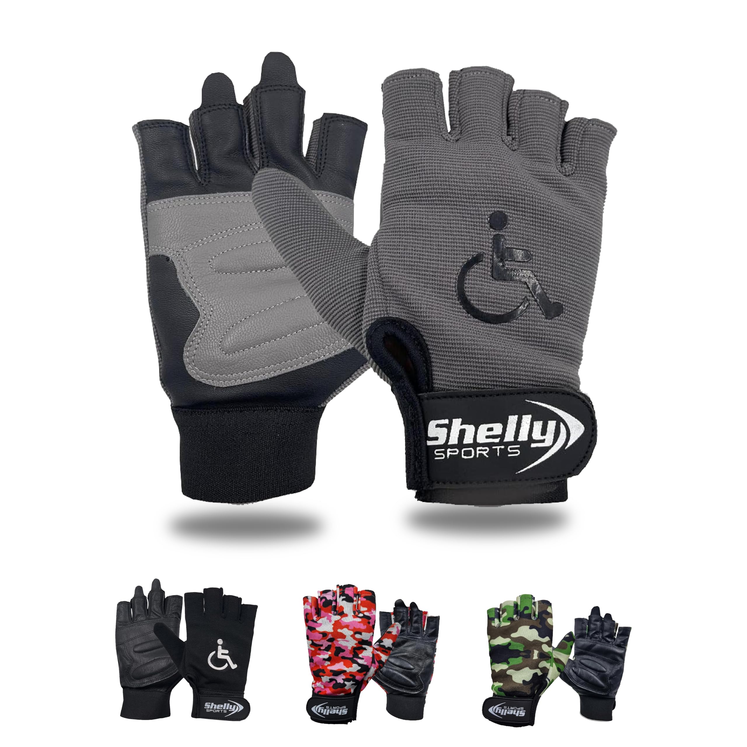 Gants de fauteuil roulant en cuir véritable paume rembourrée sans doigts antidérapants cyclisme légers M