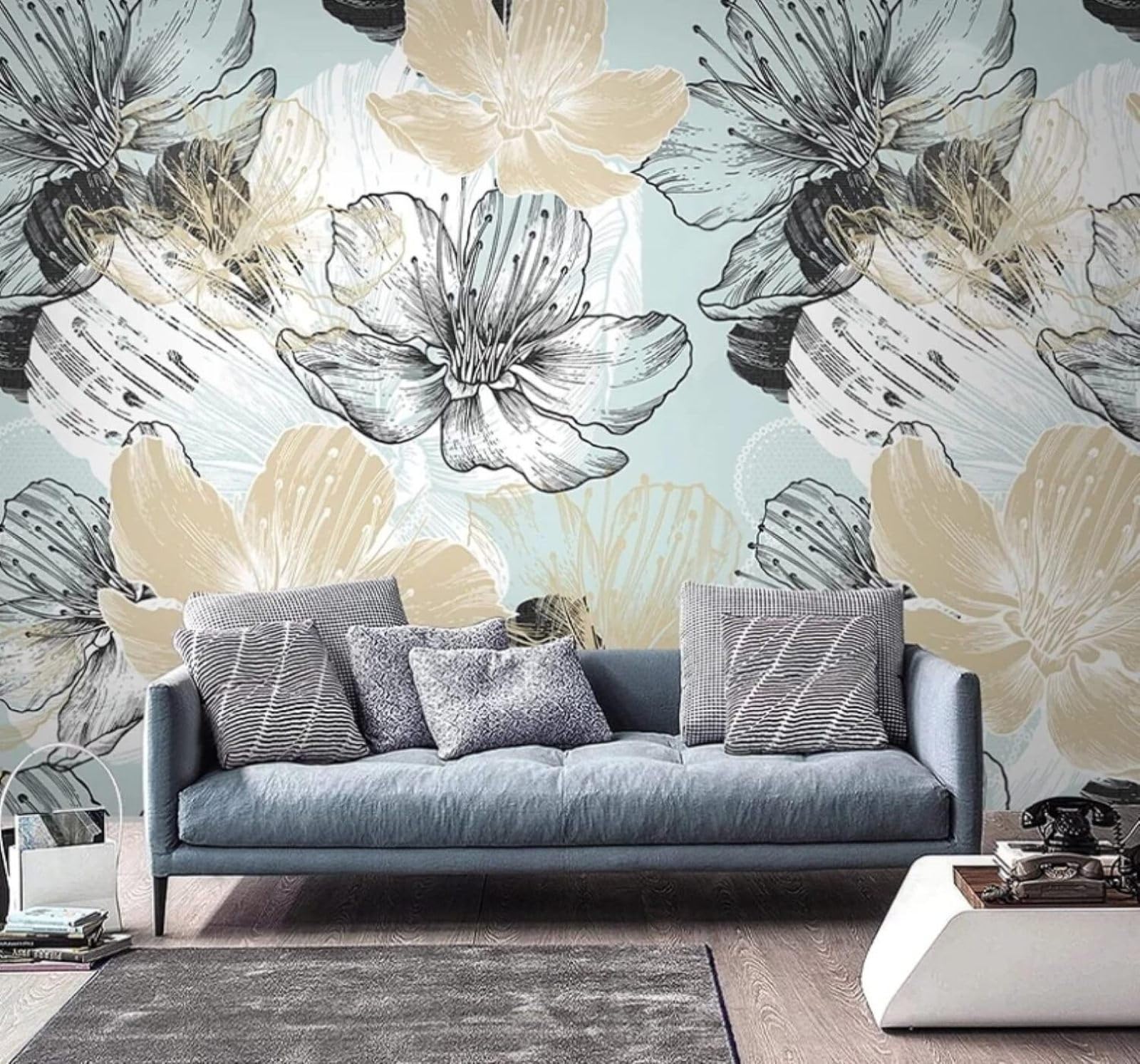 XLMING Retro Hand Drawn Pastoral Floral Art 3D Wallpaper Luxury Home Dining Decor Paste Sofa Living Room The Wall for Bedroom Mural-400cm×280cm
