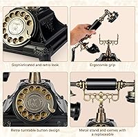 Vista 5 de Audio Guest Book Wedding Phone, Audio Guest Book Record Customized Audio Messages Guest Book Alternatives Classic Rotary Phone for Parties Birthdays