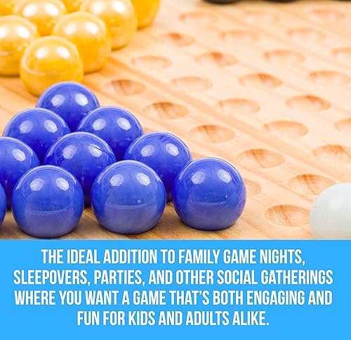 Miniatura 5 de Regal Games Juego de mesa de damas chinas con 60 canicas de vidrio y tablero de 11.5 pulgadas, juego de madera divertido para la familia