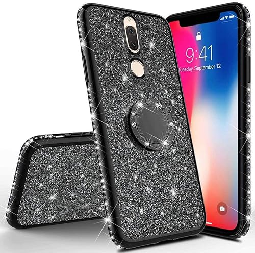 PHEZEN - Carcasa para Huawei Mate 10 Lite, con purpurina brillante, cristal de diamante y diamantes de imitación, carcasa de silicona TPU con anilla