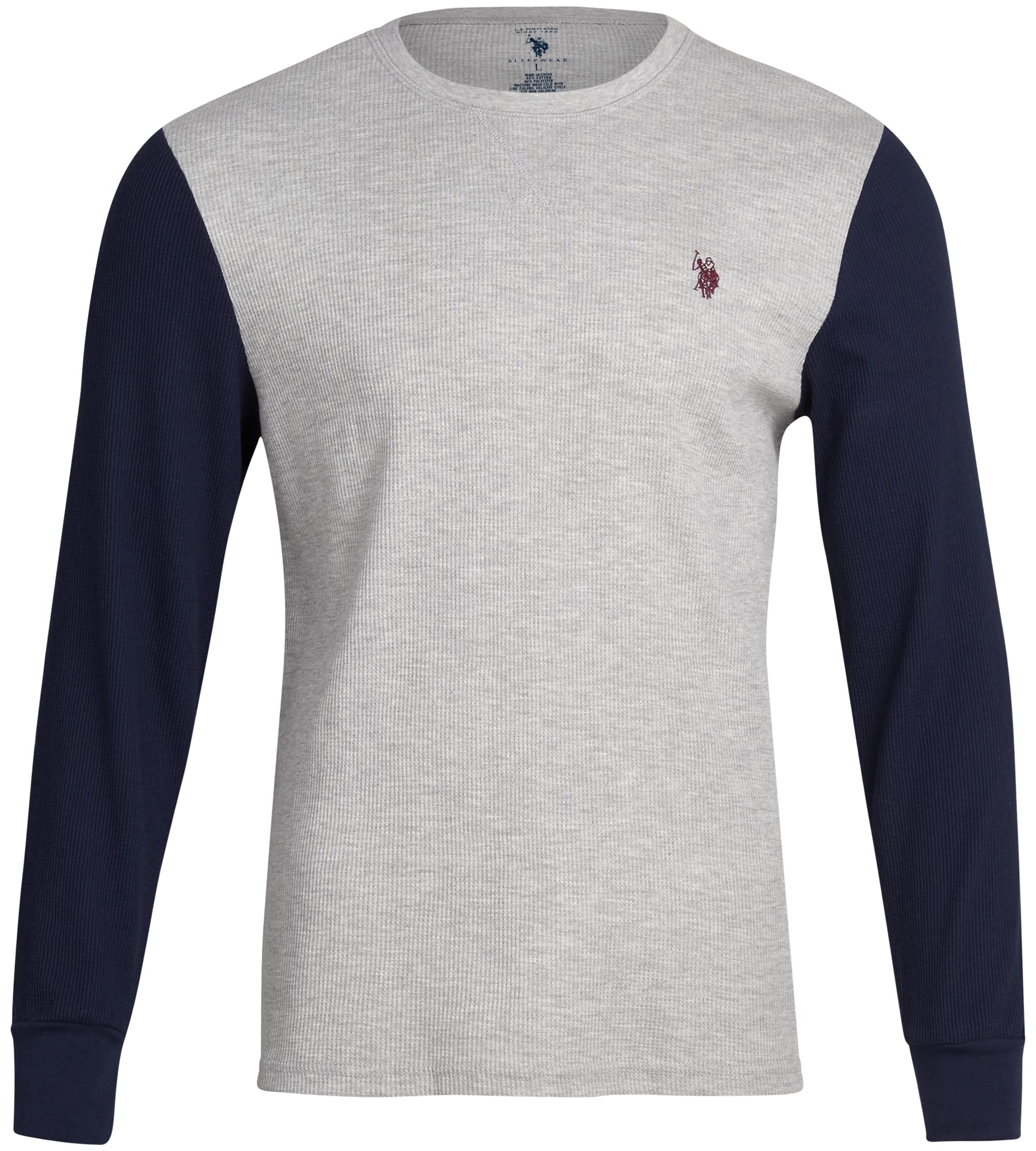 Polo Men's Thermal Shirt Long Sleeve Waffle Knit Top, Size  Large, Heather GreyBlue