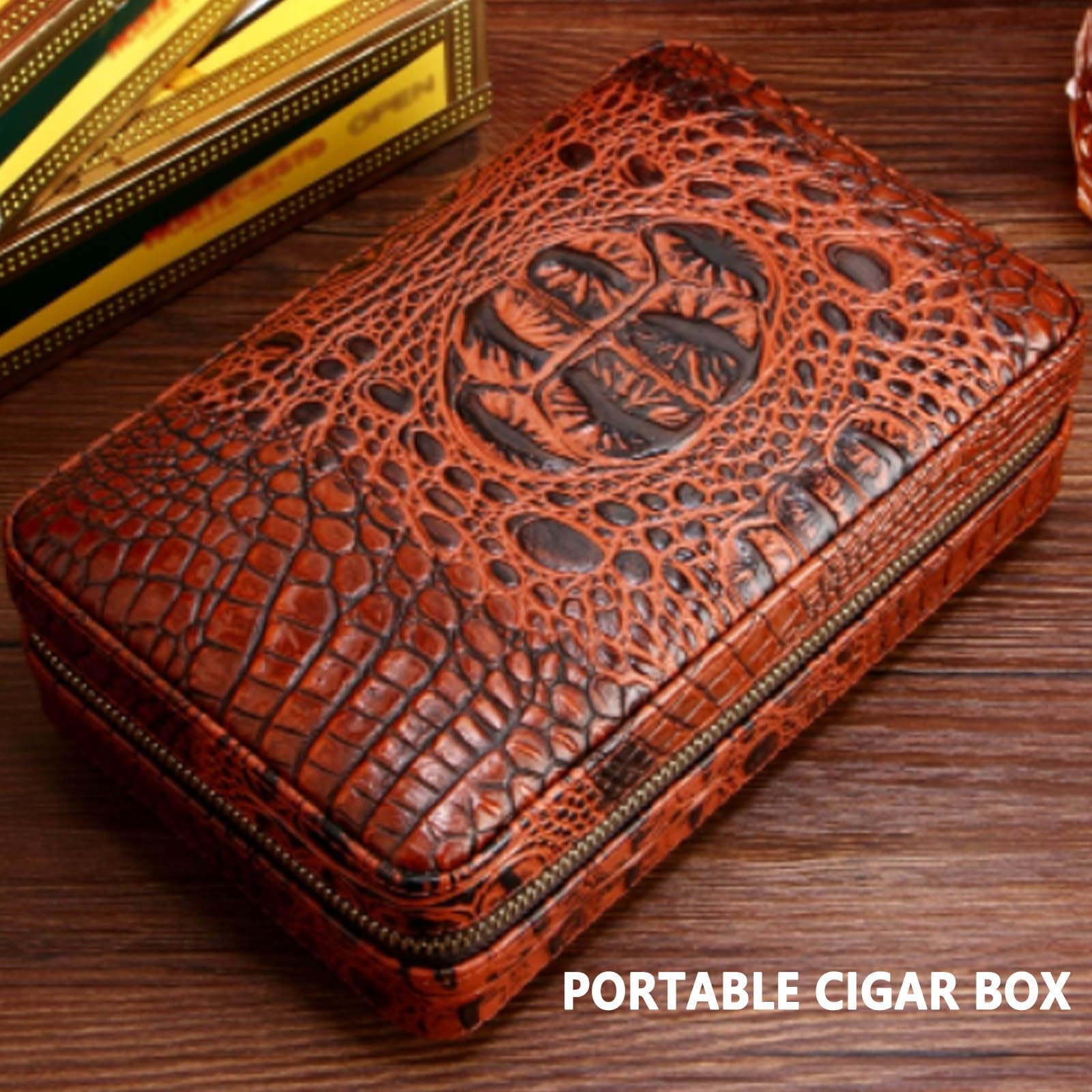 Humidor per Sigari, Portatile da Viaggio Outdoor Humidor Sigaro Scatola di Sigari in Pelle con Umidificatore
