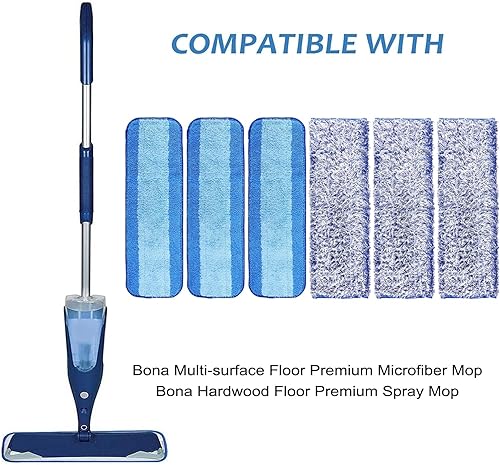 Miniatura 6 de Paquete de 3 almohadillas de microfibra para trapeador Bona, almohadillas de limpieza de microfibra reutilizables para suelos de madera dura de 18