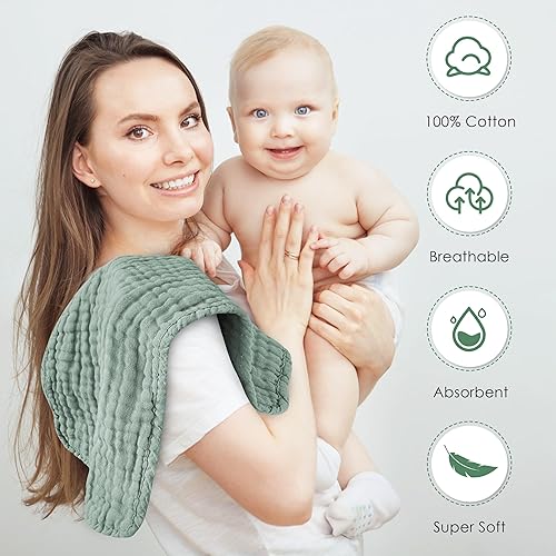 Miniatura 84 de Paquete de 8 pañitos grandes para bebés, de 20 por 10 pulgadas, son ultra absorbentes, se pueden lavar a mano, ideales para recién nacidos, toalla