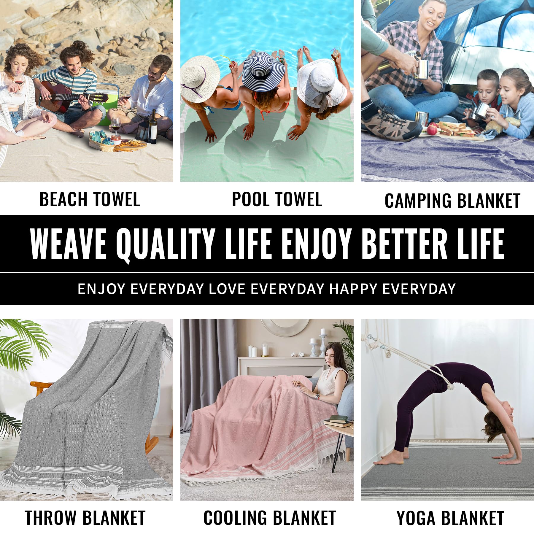 2 Pack Ginat Turkish Beach Towels Boho Beach Throw Blankets Large Camping Blankets Anti Resistant Sand Free Quick Dry Lightweight Travel Essentials XL Big Huge Glamping Tent Gear Must Haves